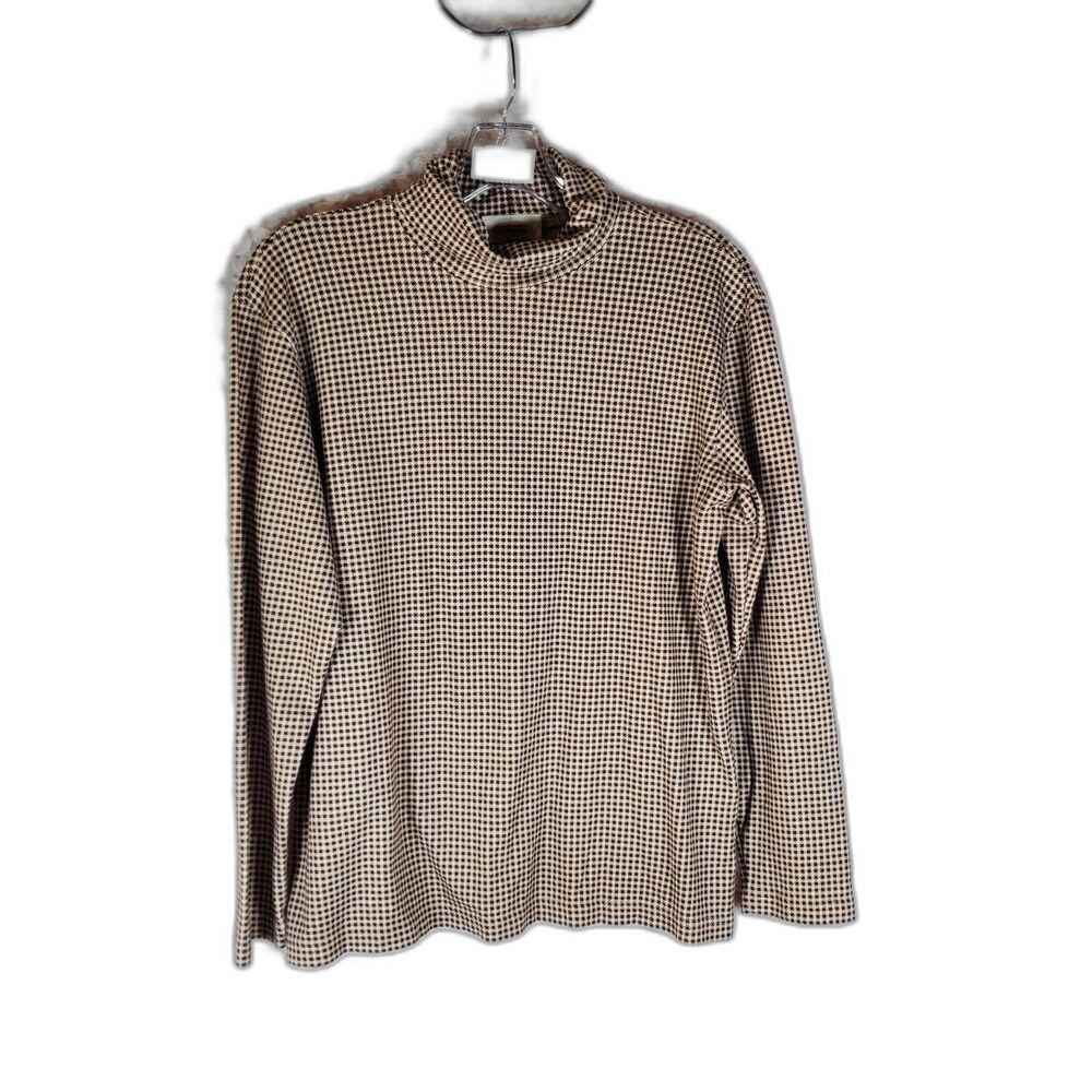 Talbots Houndstooth Patterned Long Sleeve Shirt Size M